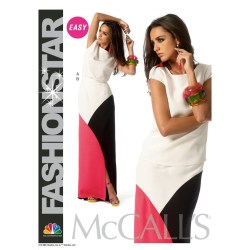 6755 CAP SLV TOP, SEAM SHAPE LONG COLOR BLOK SKIRT PATTERN 12-20